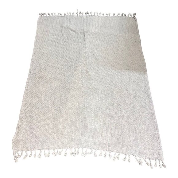 Modern Threads Tassel Throw Blanket Set Of 2 Purple Chevron Lilac 100% Cotton - Picture 3 of 7